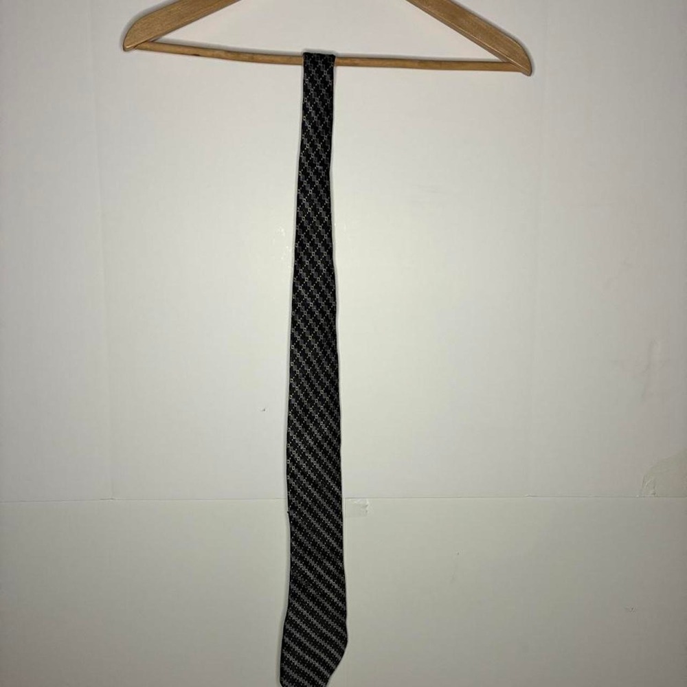 Geoffrey Beene black tie with diagonal stripes